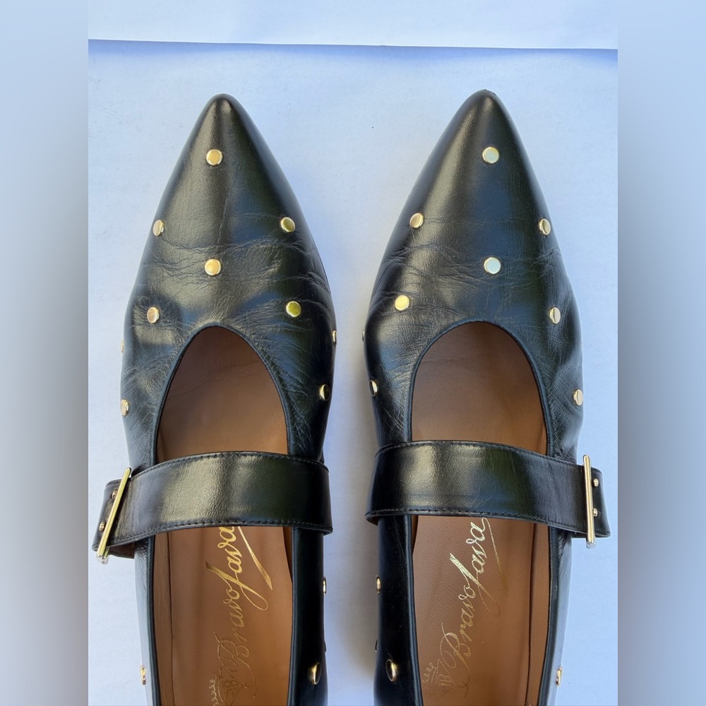 Bravo Java Black Leather Studded Mary Jane Heels – Size 41 – Pointed Toe – EUC - Picture 8 of 13